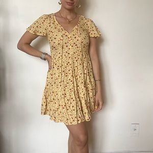 Yellow Floral Skater Dress